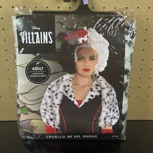 Disney Villains Cruella De Vil Shrug Halloween Costume Fur Wrap 101 Dalmatians